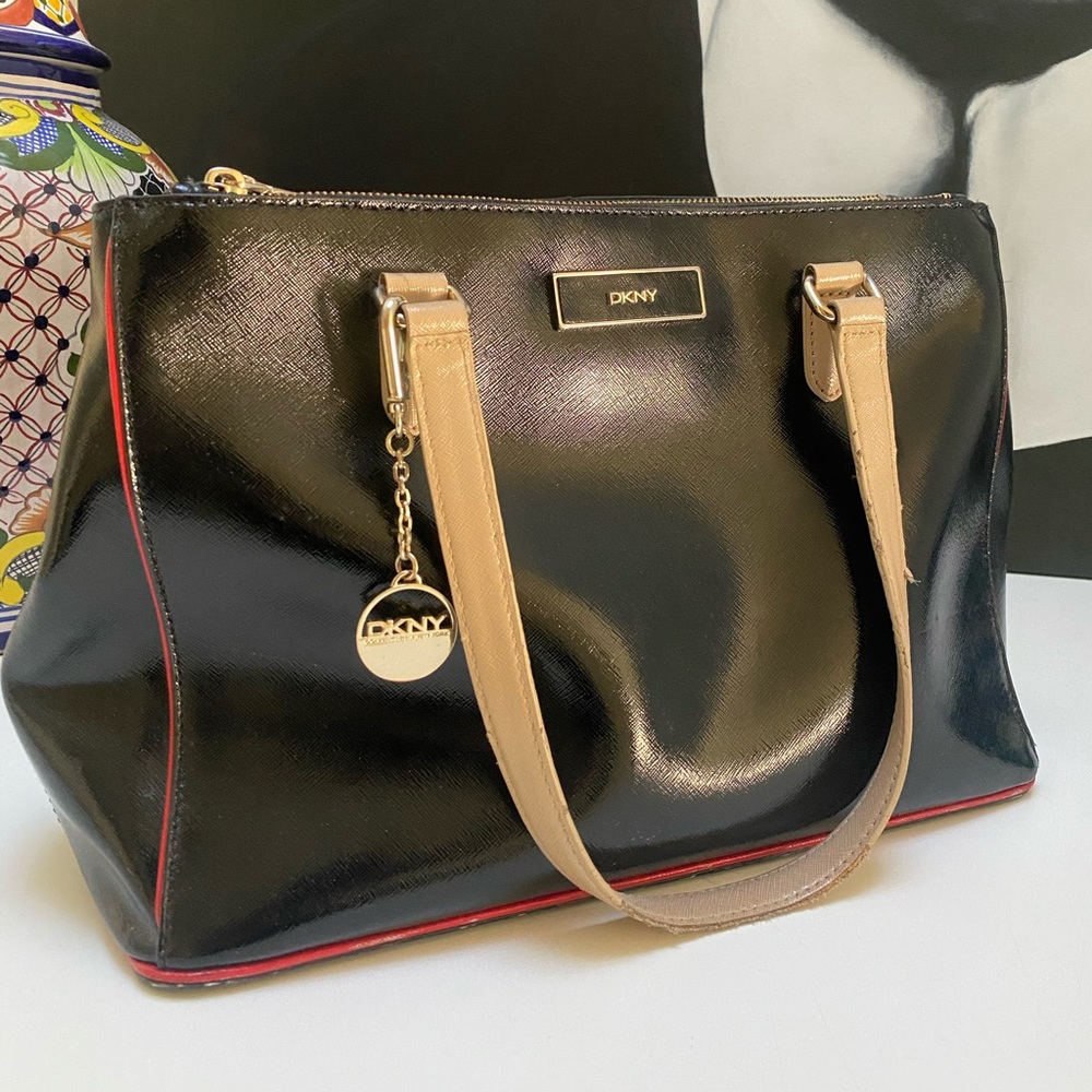 Authentic vintage DKNY patent leather handbag